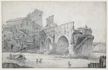 View of the Ponte Rotto in Rome, Seen from the East, c.1636-c.1644. Creator: Jan Asselijin.