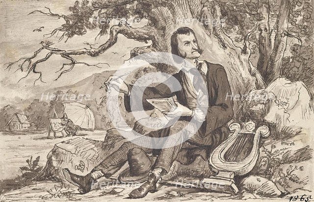 The arts: poet, lyre, painter, around 1870. Creator: Joseph Eugen Horwarter.