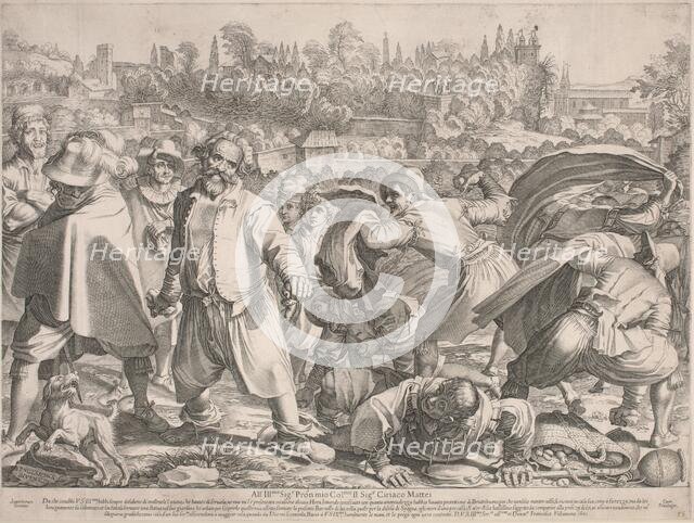 Brutto Buono Stoned by His Enemies. Creator: Francesco Villamena.