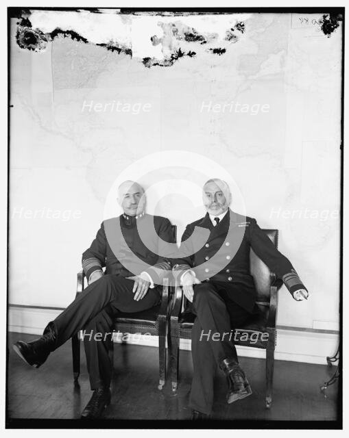 Admiral William Shepherd Benson, left, with member of British Royal Navy, between 1910 and 1920. Creator: Harris & Ewing.