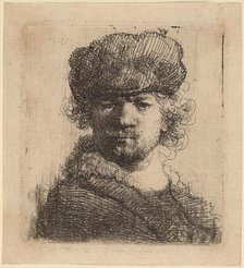 Self-Portrait in a Heavy Fur Cap, 1631. Creator: Rembrandt Harmensz van Rijn.