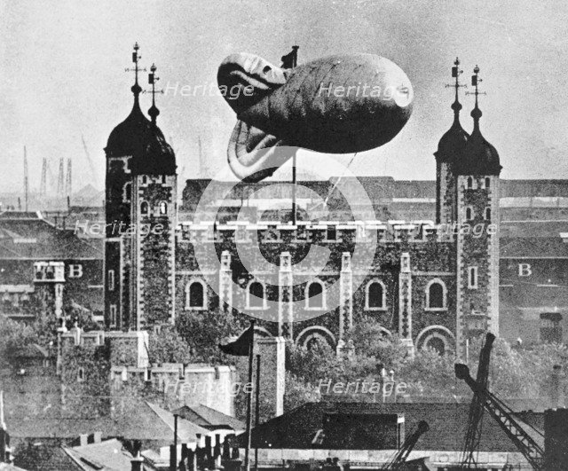 Barrage balloon over the Tower of London, c1939. Artist: Unknown