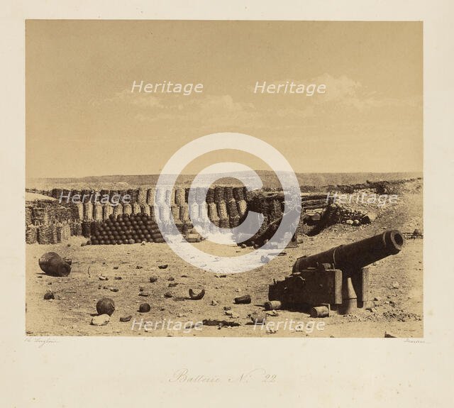 Battery No. 22. From: Souvenir de la Guerre de Crimee, 1855. Creator: Langlois, Jean-Charles (1789-1870).