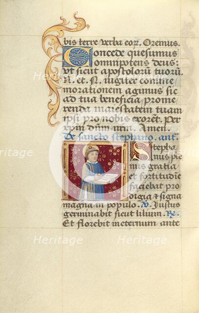 Saint Stephen; Poncher Hours, about 1500. Creator: Master of Jacques de Besancon.