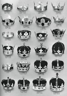 The crowns of English sovereigns from William the Conqueror to Charles I, 1937. Artist: Unknown