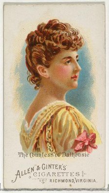 The Countess of Dalhousie, from World's Beauties, Series 1 (N26) for Allen & Ginter Cigare..., 1888. Creator: Allen & Ginter.