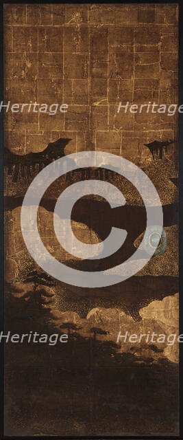 Pine trees, water and clouds, Edo period, 17th century. Creator: Unknown.