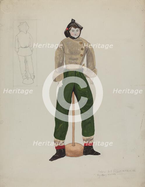 Doll and Costume, c. 1936. Creator: Mary E Humes.