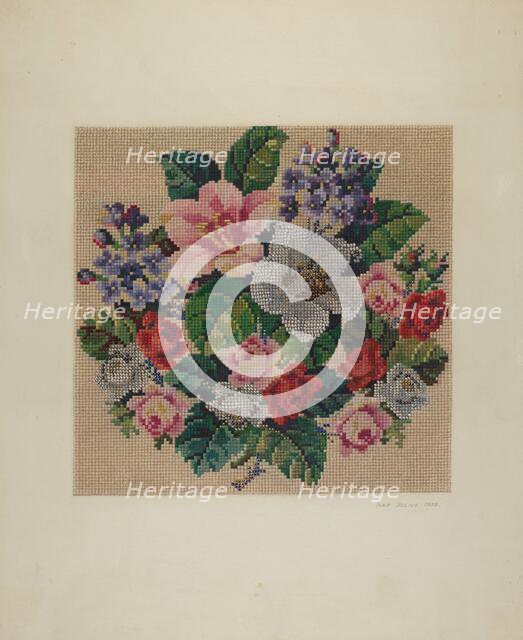 Gros Point Needlework - Flowers, c. 1939. Creators: Ivar Julius, Albert Rudin.