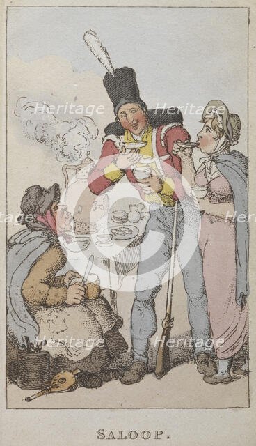 'Saloop', a popular beverage of the 18th century, 1820. Creator: Thomas Rowlandson.