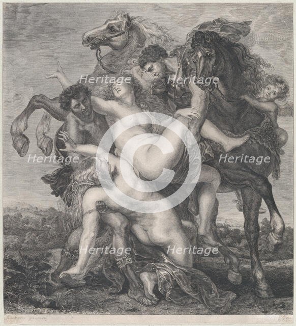 Phoebe and Hilaera, the daughters of Leucippus, being abducted by Castor and Pol..., ca. 1750-1800. Creator: Anon.