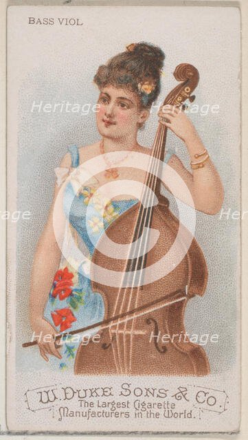 Bass Viol, from the Musical Instruments series (N82) for Duke brand cigarettes, 1888., 1888. Creator: Schumacher & Ettlinger.