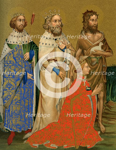 King Richard II of England and his patron saints, 14th century (1893). Artist: Unknown