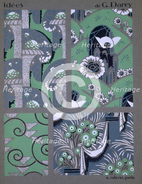 Wallpaper design, from 'Idees', c1925. Creator: Georges Darcy (fl.c. 1925).