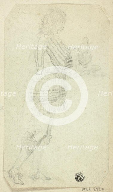 Boy in Historical Dress Bearing Object, n.d. Creator: Unknown.