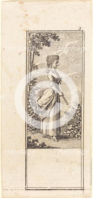 Girl with Fan, Facing Right, 1784. Creator: Daniel Nikolaus Chodowiecki.