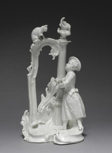 Figure of a Girl with Cat, c. 1770. Creator: Nymphenburg Porcelain Factory (German, founded 1747); Dominicus Auliczek (German, 1734-1804), probably by.