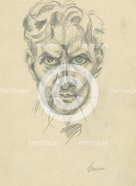 Study of a Man's Head en Face, 1922-1926. Creator: Konstantin Bauer.