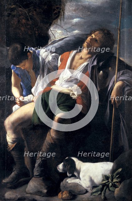 Saint Roch Comforted by an Angel. Artist: Saraceni, Carlo (1579-1620)