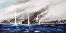 Jutland. Battle Cruisers Engaging German Navy, 1916. Creator: John Gibb Glendinning.