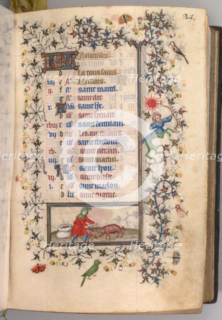 Hours of Charles the Noble, King of Navarre (1361-1425): fol. 11r, November, c. 1405. Creator: Master of the Brussels Initials and Associates (French).