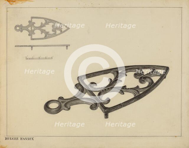 Flat Iron Holder, c. 1937. Creator: Holger Hansen.