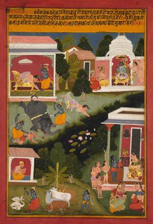 Krishna as the Destroyer of Demons, page from Surdas's Sursagar, c. 1700. Creator: Unknown.