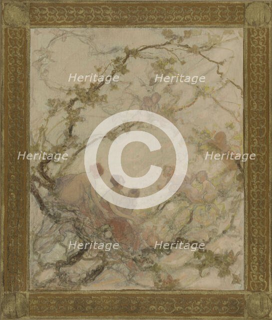 Esquisse pour la mairie du 15e arrondissement : Femmes et enfants dans les branchages, c.1929. Creator: Georges-Picard Picard.