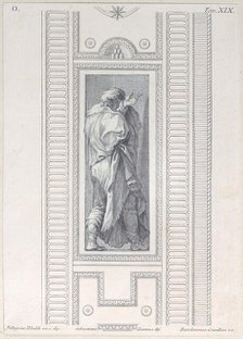 Plate 19: figure seen from behind with left hand raised, 1756. Creators: Bartolomeo Crivellari, Sebastiano Gamma.