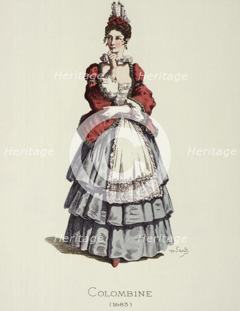Commedia dell&#180;arte.  Chambermaid Colombine, costume image of Maurice Sand, 1862. Creator: Unknown.