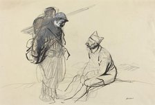 Poilu and Tommy Conversing, c. 1914/1919. Creator: Jean Louis Forain.