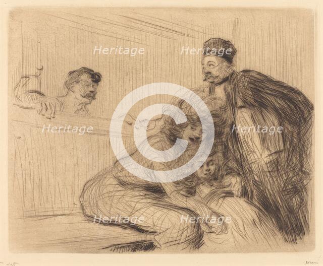 The Lawyer Talking to the Prisoner (first plate), 1909. Creator: Jean Louis Forain.