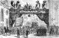 The Lord Mayor's Procession: the Fire Brigade passing the Arch in Lothbury, 1881. Creator: Unknown.