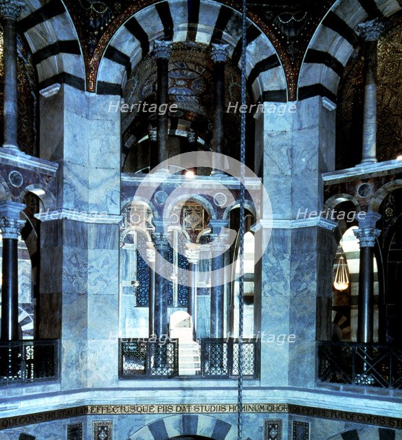 Palatine Chapel of Charlemagne, inside view of the octagon with the second floor.