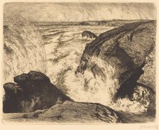 Spring Tide, Rocks of Zion (Grande maree, rochers de Sion, Vendee), 1907. Creator: Auguste Lepere.
