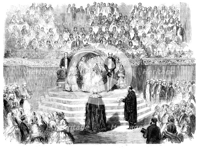 The Queen's Visit to Leeds - the Town Clerk reading the Address to Her Majesty in the Townhall, 1858 Creator: Unknown.