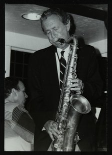 Spike Robinson playing the tenor saxophone at The Bell, Codicote, Hertfordshire, 11 September 1986. Artist: Denis Williams