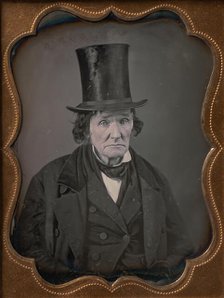 Older Man Wearing Top Hat and Coat, 1850s. Creator: Unknown.