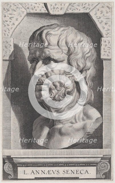The bust of Seneca, in a stonework niche, ca. 1615. Creator: Cornelis Galle I.