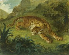 Tiger and Snake, 1854-1858. Creator: Delacroix, Eugène (1798-1863).