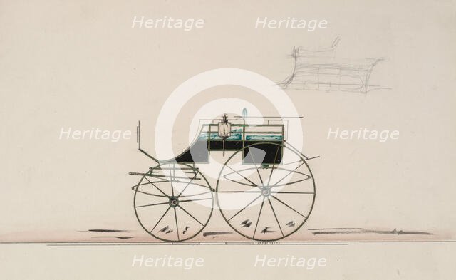 Design for 4 seat Phaeton, no top (unnumbered), 1850-70. Creator: Brewster & Co.