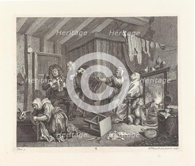 A Harlot's Progress. Plate 5: Moll dying of syphilis, 1732. Creator: Hogarth, William (1697-1764).