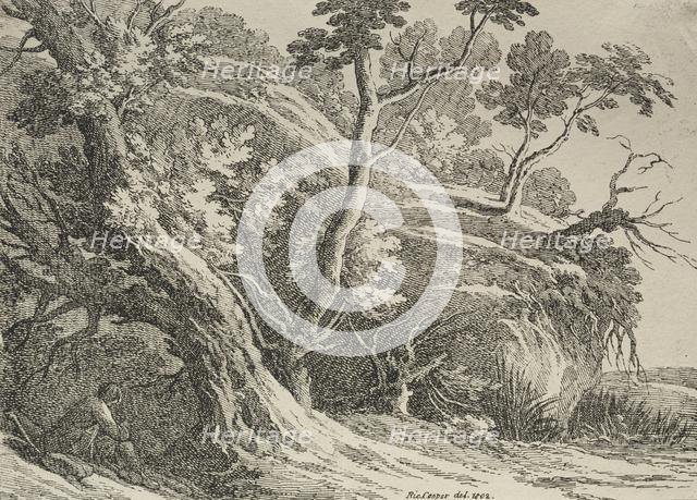 Specimens of Polyautography: Man Seated under an Oak, 1802. Creator: Richard II Cooper (British, 1740-aft 1814).