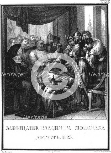 The Testament of Vladimir Monomakh to Children, 1125 (From Illustrated Karamzin), 1836. Artist: Chorikov, Boris Artemyevich (1802-1866)