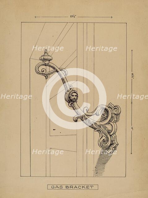 Cast Iron Lighting Brackets, c. 1936. Creator: Lucien Verbeke.