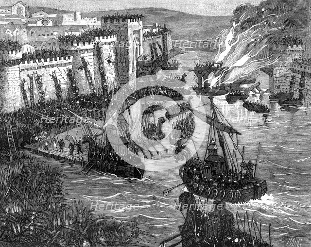 The Viking attack on Paris, 885 (1882-1884). Artist: Unknown