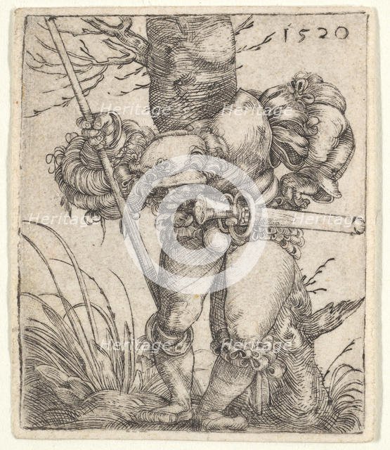 Bending Soldier Leaning against a Tree, 1520. Creator: Barthel Beham.