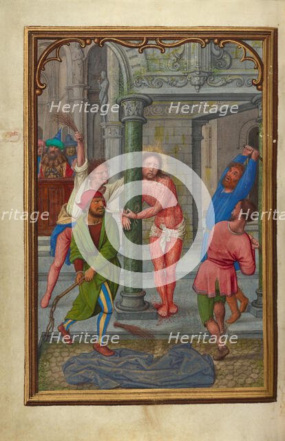 The Flagellation; Prayer Book of Cardinal Albrecht of Brandenburg, about 1525-1530. Creator: Simon Bening.