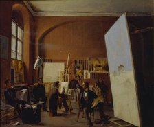 Studio of the painter Count Vasily Maksutov, 1858. Artist: Sorokin, Yevgraf Semyonovich (1821-1892)