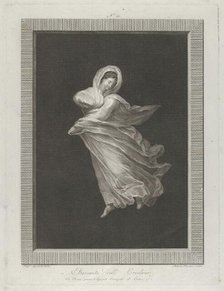 A bacchante wearing flowing drapery, looking down, right arm bent and left arm ..., ca. 1795-1847. Creator: Antonio Ricciani.